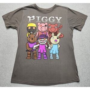 Piggy Roblox Character Graphic T-Shirt XL Gray Cartoon Gaming Tee